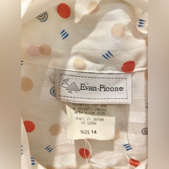 EVAN PICONE | Vintage Cream Polka Dot PussyBow Blouse Made in Japan | Size 14 - Picture 7 of 8